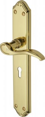Click Here To Enlarge This Photo Of MM824-PB Heritage Brass Door Handle Lever Lock Verona Design Polished Brass Finish