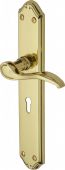 MM824-PB Heritage Brass Door Handle Lever Lock Verona Design Polished Brass Finish