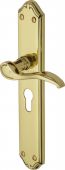 MM825-PB Heritage Brass Door Handle For Euro Profile Plate Verona Design Polished Brass Finish