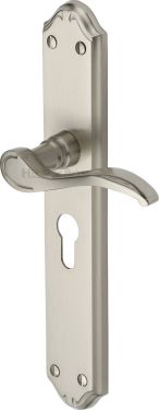 Click Here To Enlarge This Photo Of MM825-SN Heritage Brass Door Handle For Euro Profile Plate Verona Design Satin Nickel Finish