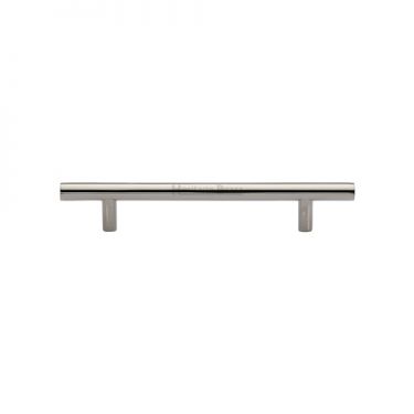 Click Here To Enlarge This Photo Of C0361 128-PNF Heritage Brass Cabinet Pull Bar Design 128mm ctc Polished Nickel Finish
