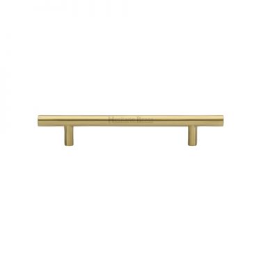 Click Here To Enlarge This Photo Of C0361 128-SB Heritage Brass Cabinet Pull Bar Design 128mm ctc Satin Brass Finish