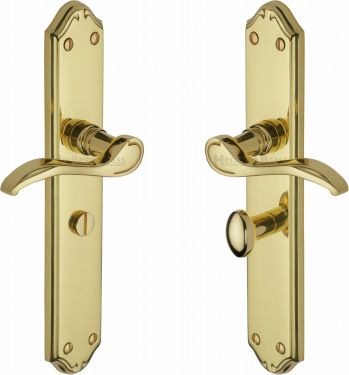 Click Here To Enlarge This Photo Of MM828-PB Heritage Brass Door Handle For Bathroom Verona Design Polished Brass Finish