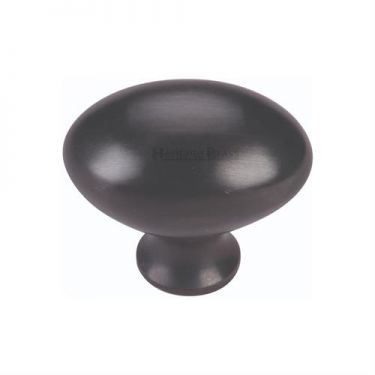 Click Here To Enlarge This Photo Of C114 38-BKMT Heritage Brass Cabinet Knob Victorian Oval Design 38mm Matt Black Finish