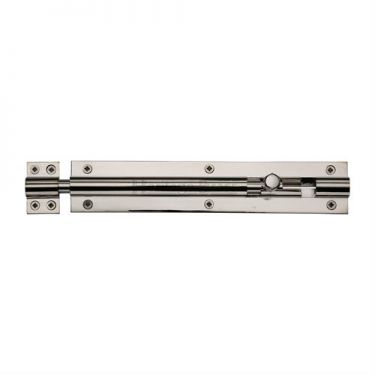 Click Here To Enlarge This Photo Of C1584 8-PNF Heritage Brass Door Bolt Straight 8" x 1 ½"" Polished Nickel Finish