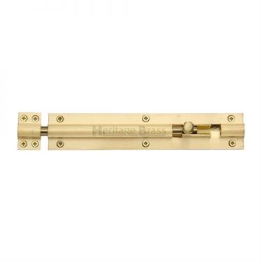 Click Here To Enlarge This Photo Of C1584 8-SB Heritage Brass Door Bolt Straight 8" x 1 ½"" Satin Brass Finish