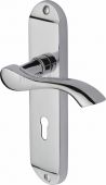 MM924-PC Heritage Brass Door Handle Lever Lock Algarve Design Polished Chrome Finish