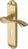 MM924-SB Heritage Brass Door Handle Lever Lock Algarve Design Satin Brass Finish