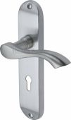 MM924-SC Heritage Brass Door Handle Lever Lock Algarve Design Satin Chrome Finish