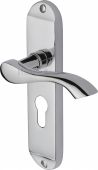 MM925-PC Heritage Brass Door Handle For Euro Profile Plate Algarve Design Polished Chrome Finish
