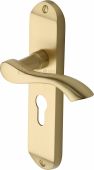 MM925-SB Heritage Brass Door Handle For Euro Profile Plate Algarve Design Satin Brass Finish