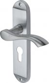 MM925-SC Heritage Brass Door Handle For Euro Profile Plate Algarve Design Satin Chrome Finish