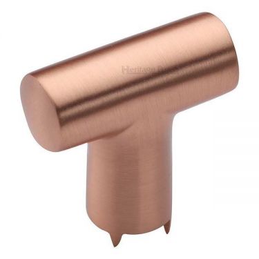 Click Here To Enlarge This Photo Of C2234-SRG Heritage Brass Cabinet Knob T Shaped 35mm Satin Rose Gold Finish