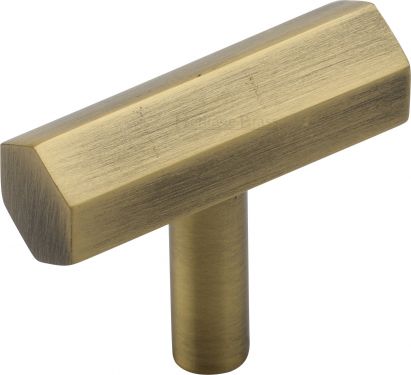 Click Here To Enlarge This Photo Of C2235-AT Heritage Brass Cabinet Knob Hexagon Bar Design 41mm Antique Brass Finish