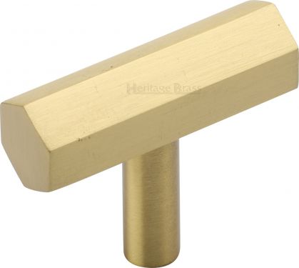 Click Here To Enlarge This Photo Of C2235-SB Heritage Brass Cabinet Knob Hexagon Bar Design 41mm Satin Brass Finish