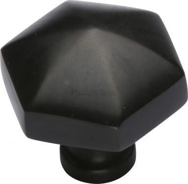 Click Here To Enlarge This Photo Of C2238-BKMT Heritage Brass Cabinet Knob Classic Hexagon Design 32mm Matt Black Finish