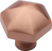 C2238-SRG Heritage Brass Cabinet Knob Classic Hexagon Design 32mm Satin Rose Gold Finish