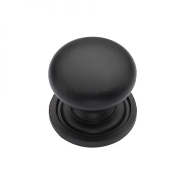Click Here To Enlarge This Photo Of C2240 25-BKMT Heritage Brass Cabinet Knob Victorian Round Design with Base 25mm Matt Black Finish