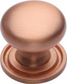 C2240 25-SRG Heritage Brass Cabinet Knob Victorian Round Design with Base 25mm Satin Rose Gold Finish