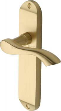 Click Here To Enlarge This Photo Of MM927-SB Heritage Brass Door Handle Lever Latch Algarve Design Satin Brass Finish