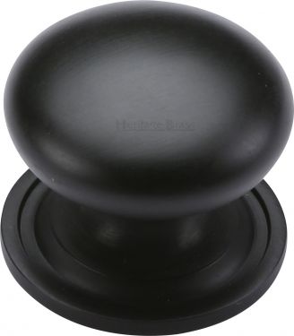 Click Here To Enlarge This Photo Of C2240 32-BKMT Heritage Brass Cabinet Knob Victorian Round Design with Base 32mm Matt Black Finish