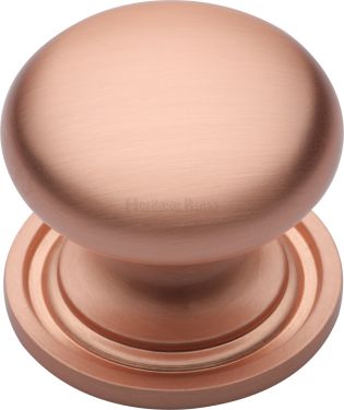 Click Here To Enlarge This Photo Of C2240 32-SRG Heritage Brass Cabinet Knob Victorian Round Design with Base 32mm Satin Rose Gold Finish