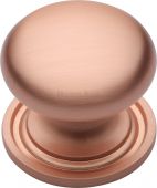 C2240 32-SRG Heritage Brass Cabinet Knob Victorian Round Design with Base 32mm Satin Rose Gold Finish
