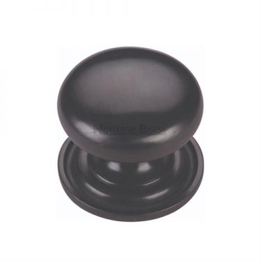 Click Here To Enlarge This Photo Of C2240 38-BKMT Heritage Brass Cabinet Knob Victorian Round Design with Base 38mm Matt Black Finish