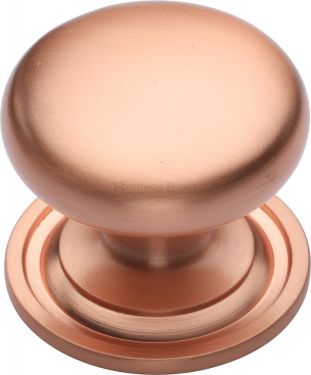 Click Here To Enlarge This Photo Of C2240 38-SRG Heritage Brass Cabinet Knob Victorian Round Design with Base 38mm Satin Rose Gold Finish