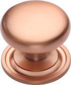 C2240 38-SRG Heritage Brass Cabinet Knob Victorian Round Design with Base 38mm Satin Rose Gold Finish