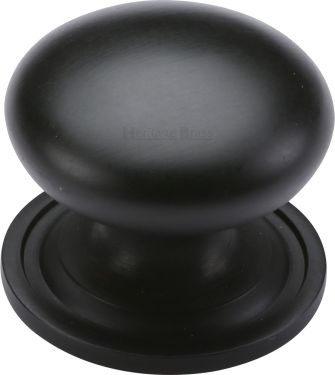 Click Here To Enlarge This Photo Of C2240 48-BKMT Heritage Brass Cabinet Knob Victorian Round Design with Base 48mm Matt Black Finish