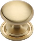 C2240 48-SB Heritage Brass Cabinet Knob Victorian Round Design with Base 48mm Satin Brass Finish