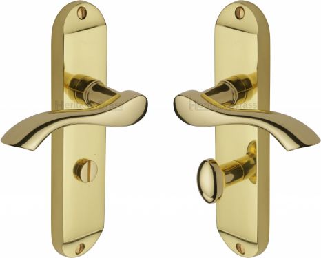 Click Here To Enlarge This Photo Of MM928-PB Heritage Brass Door Handle For Bathroom Algarve Design Polished Brass Finish