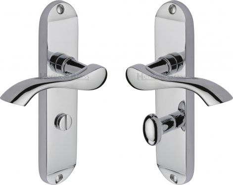 Click Here To Enlarge This Photo Of MM928-PC Heritage Brass Door Handle For Bathroom Algarve Design Polished Chrome Finish