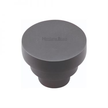 Click Here To Enlarge This Photo Of C3624 38-BKMT Heritage Brass Cabinet Knob Round Stepped Design 38mm Matt Black Finish