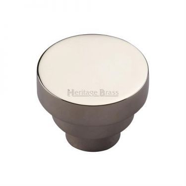 Click Here To Enlarge This Photo Of C3624 38-PNF Heritage Brass Cabinet Knob Round Stepped Design 38mm Polished Nickel Finish