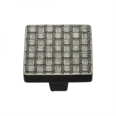 Click Here To Enlarge This Photo Of C3631 32-AN Heritage Brass Cabinet Knob Square Weave Design 32mm Aged Nickel Finish
