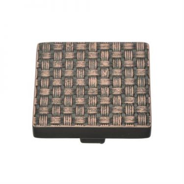 Click Here To Enlarge This Photo Of C3631 38-AC Heritage Brass Cabinet Knob Square Weave Design 38mm Aged Copper Finish