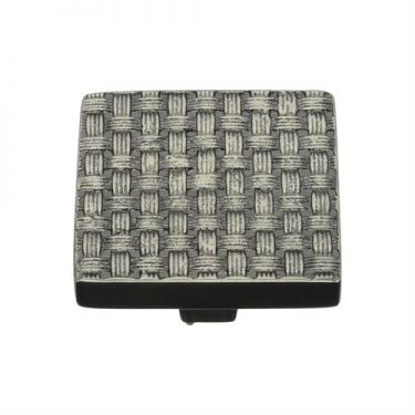 Click Here To Enlarge This Photo Of C3631 38-AN Heritage Brass Cabinet Knob Square Weave Design 38mm Aged Nickel Finish