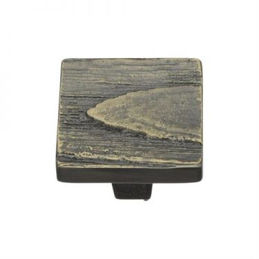 Click Here To Enlarge This Photo Of C3664 32-AB Heritage Brass Cabinet Knob Square Pine Design 32mm Aged Brass Finish