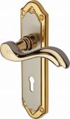 MM991-JP Heritage Brass Door Handle Lever Lock Lisboa Design Jupiter Finish