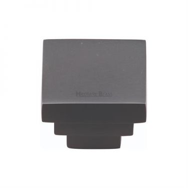 Click Here To Enlarge This Photo Of C3672 32-BKMT Heritage Brass Cabinet Knob Square Stepped Design 32mm Matt Black Finish