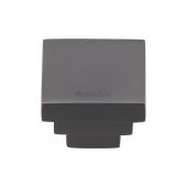 C3672 32-BKMT Heritage Brass Cabinet Knob Square Stepped Design 32mm Matt Black Finish