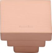 C3672 32-SRG Heritage Brass Cabinet Knob Square Stepped Design 32mm Satin Rose Gold Finish