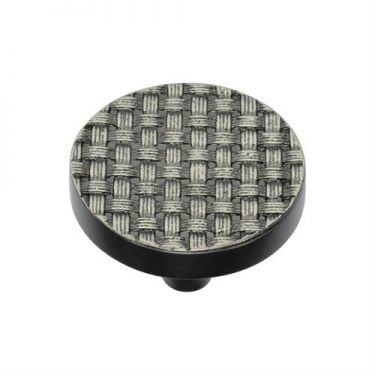 Click Here To Enlarge This Photo Of C3675 38-AN Heritage Brass Cabinet Knob Round Weave Design 38mm Aged Nickel Finish