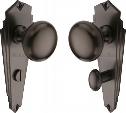 Click Here To Enlarge This Photo Of BR1830-MB Heritage Brass Mortice Knob on Bathroom Plate Broadway Design Matt Bronze Finish