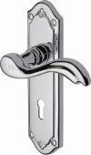 MM991-PC Heritage Brass Door Handle Lever Lock Lisboa Design Polished Chrome Finish