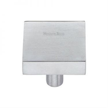 Click Here To Enlarge This Photo Of C3685 32-SC Heritage Brass Cabinet Knob Square Design 32mm Satin Chrome Finish