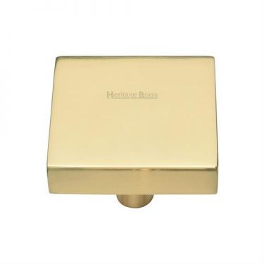 Click Here To Enlarge This Photo Of C3685 38-PB Heritage Brass Cabinet Knob Square Design 38mm Polished Brass Finish