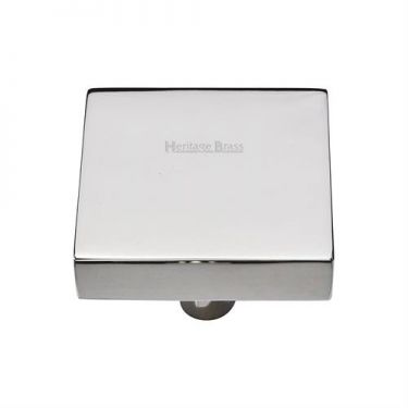 Click Here To Enlarge This Photo Of C3685 38-PNF Heritage Brass Cabinet Knob Square Design 38mm Polished Nickel Finish